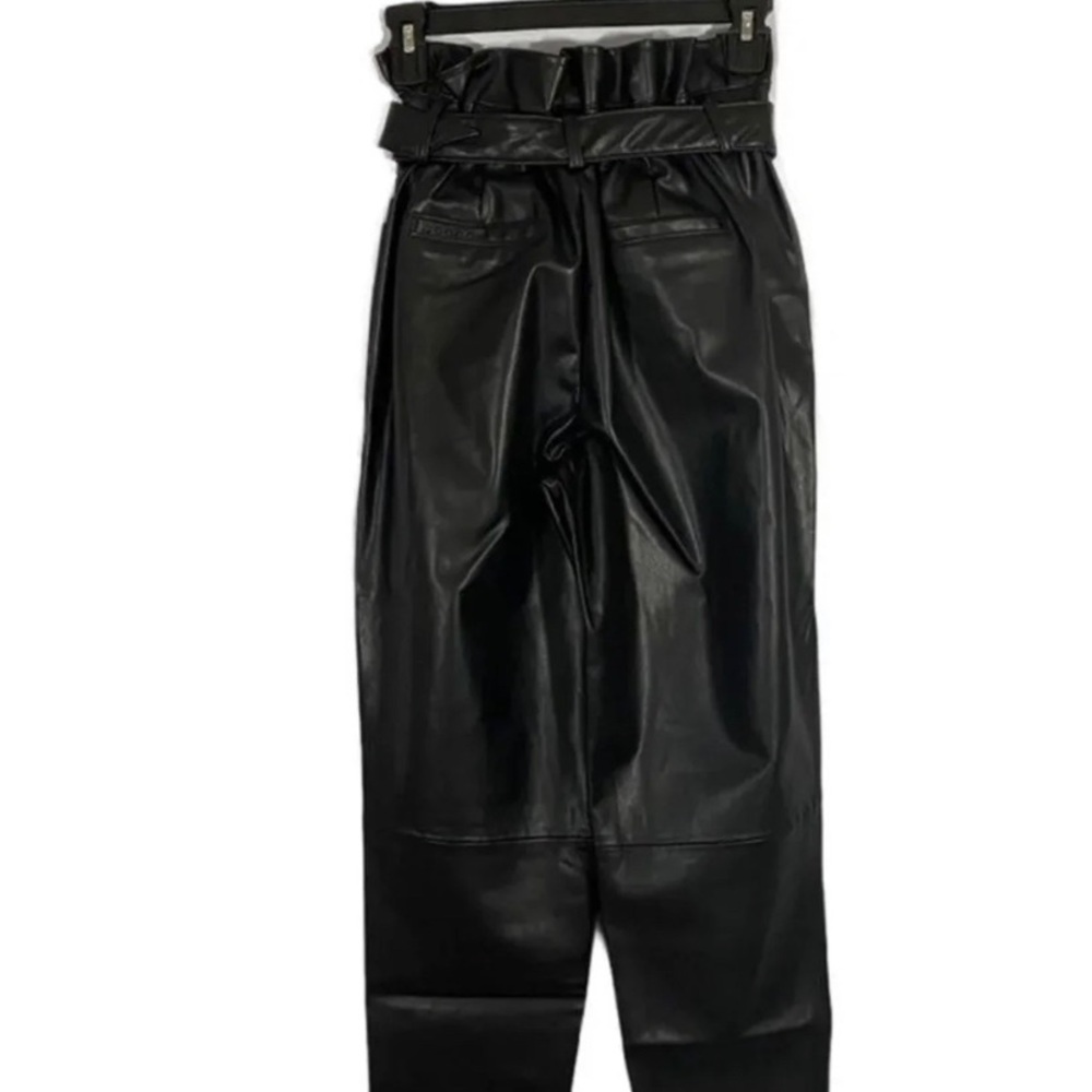 Paper-bag waist pants vegan faux leather 27 - Picture 5 of 10